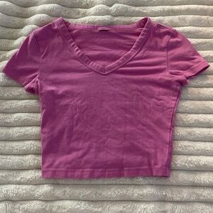 pink v-neck crop top